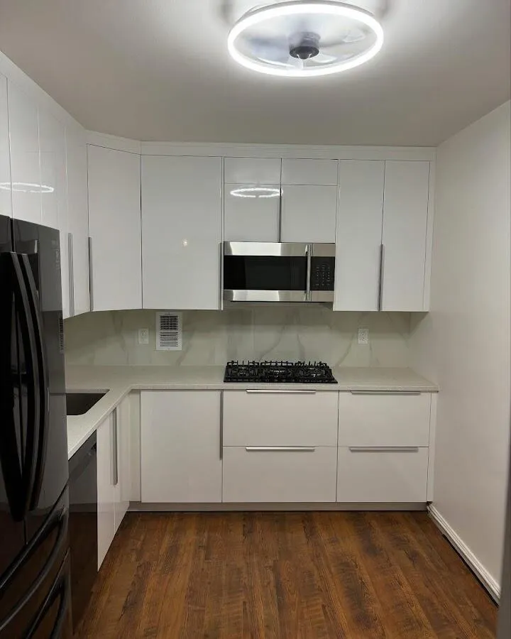 Renovated kitchen with quartz countertops in Southold